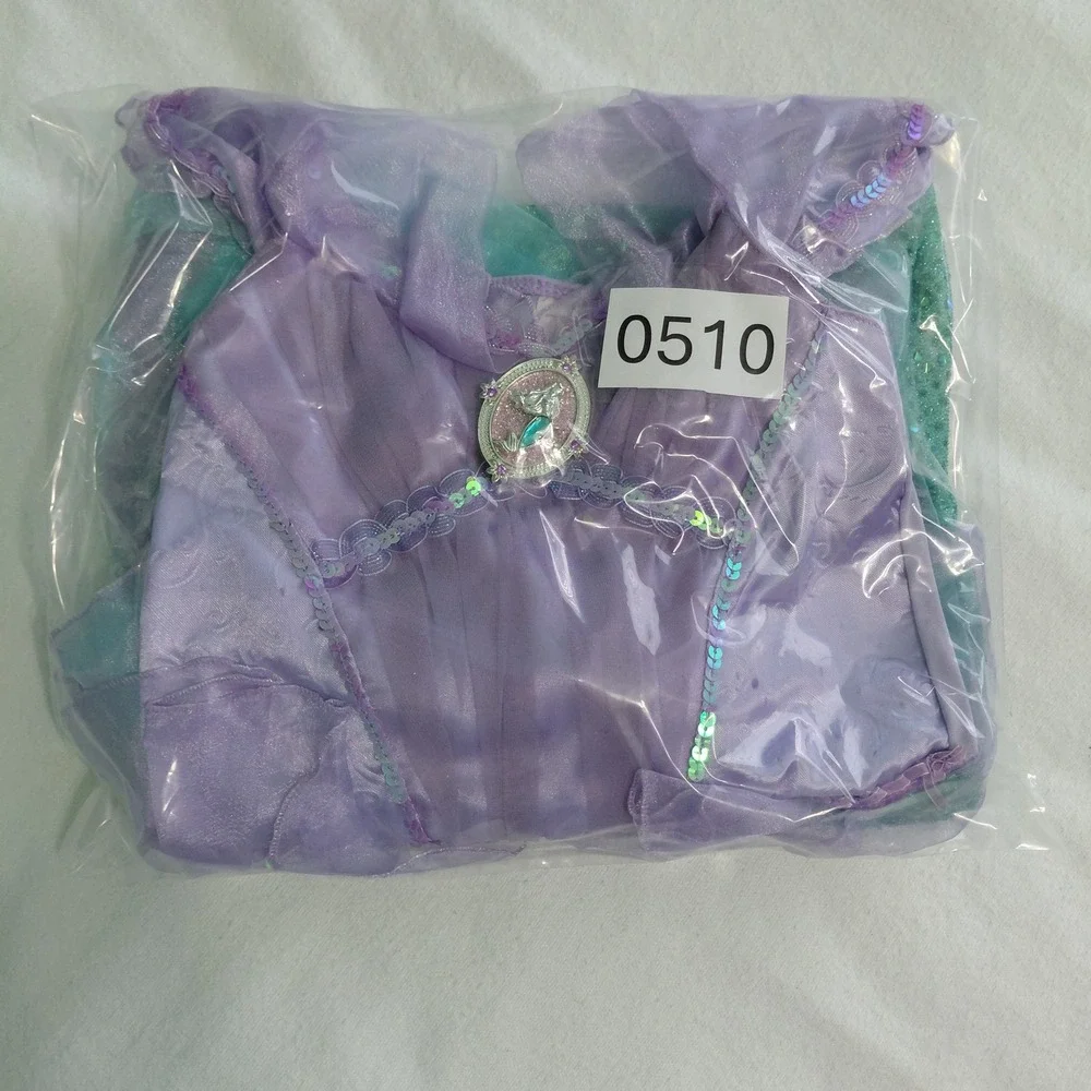 Disney Store Ariel Little Mermaid Costume Dress Purple Teal Girls 5/6 Sequin